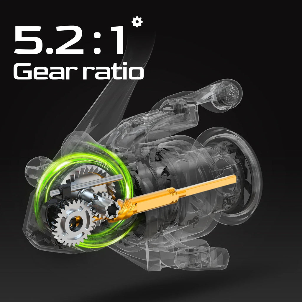 5000 Series Graphite Spinning Reel Left/Right Handed Black